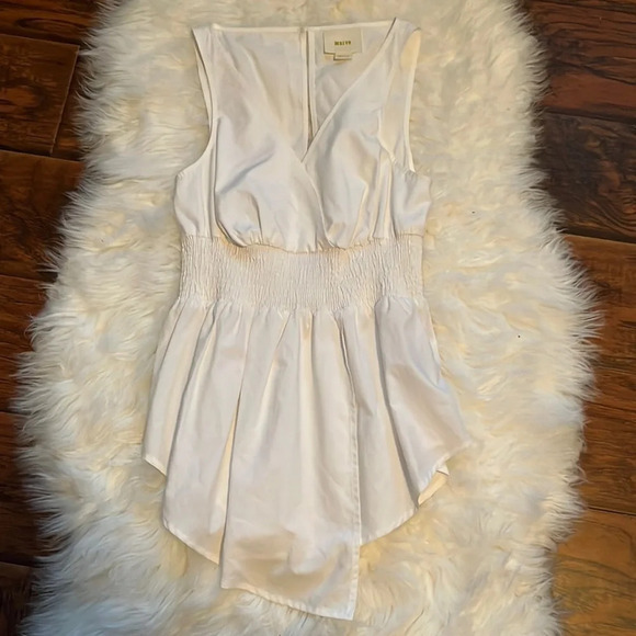 Anthropologie Maeve White Cinched Waist Top Size Extra Small - Picture 1 of 7